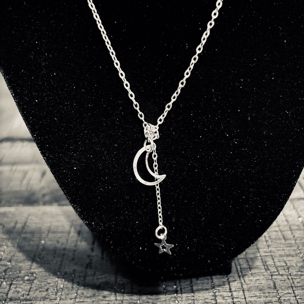 NEW Silver Moon and Star Pendant Necklace